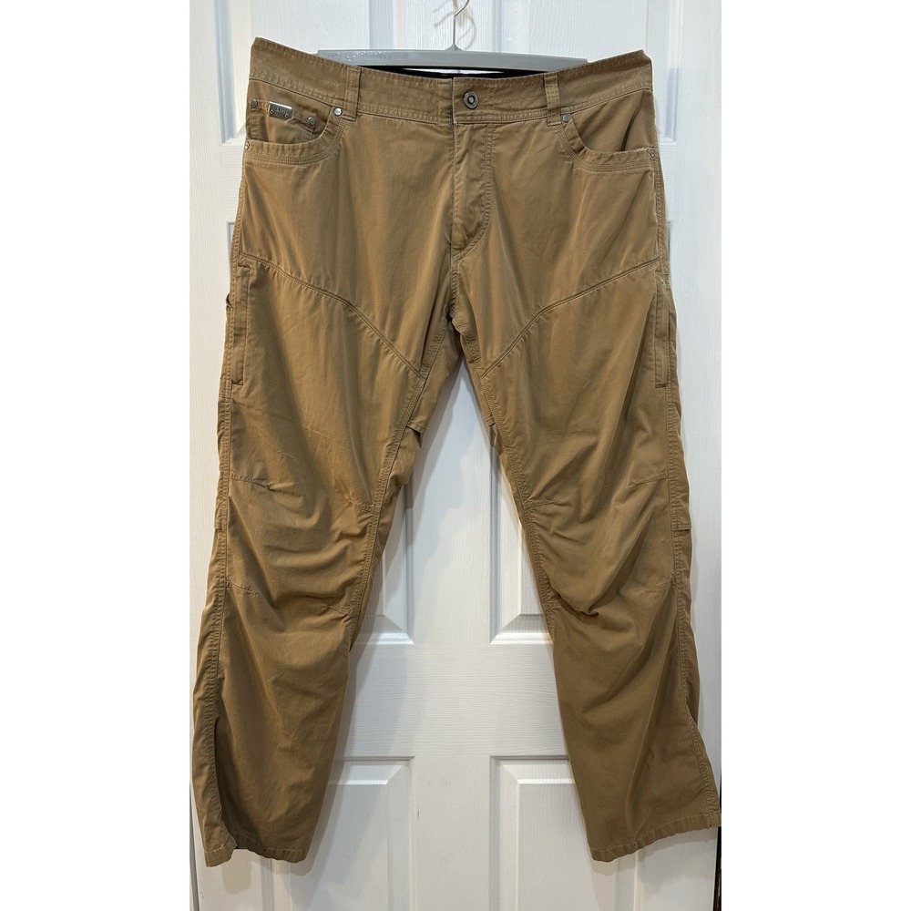 Kühl Konfidant Air Mens Size 38x34 Tan Hiking Pants Articulated Knees Outdoors